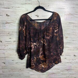 Drew silk Tie Dye tunic top sz small purple